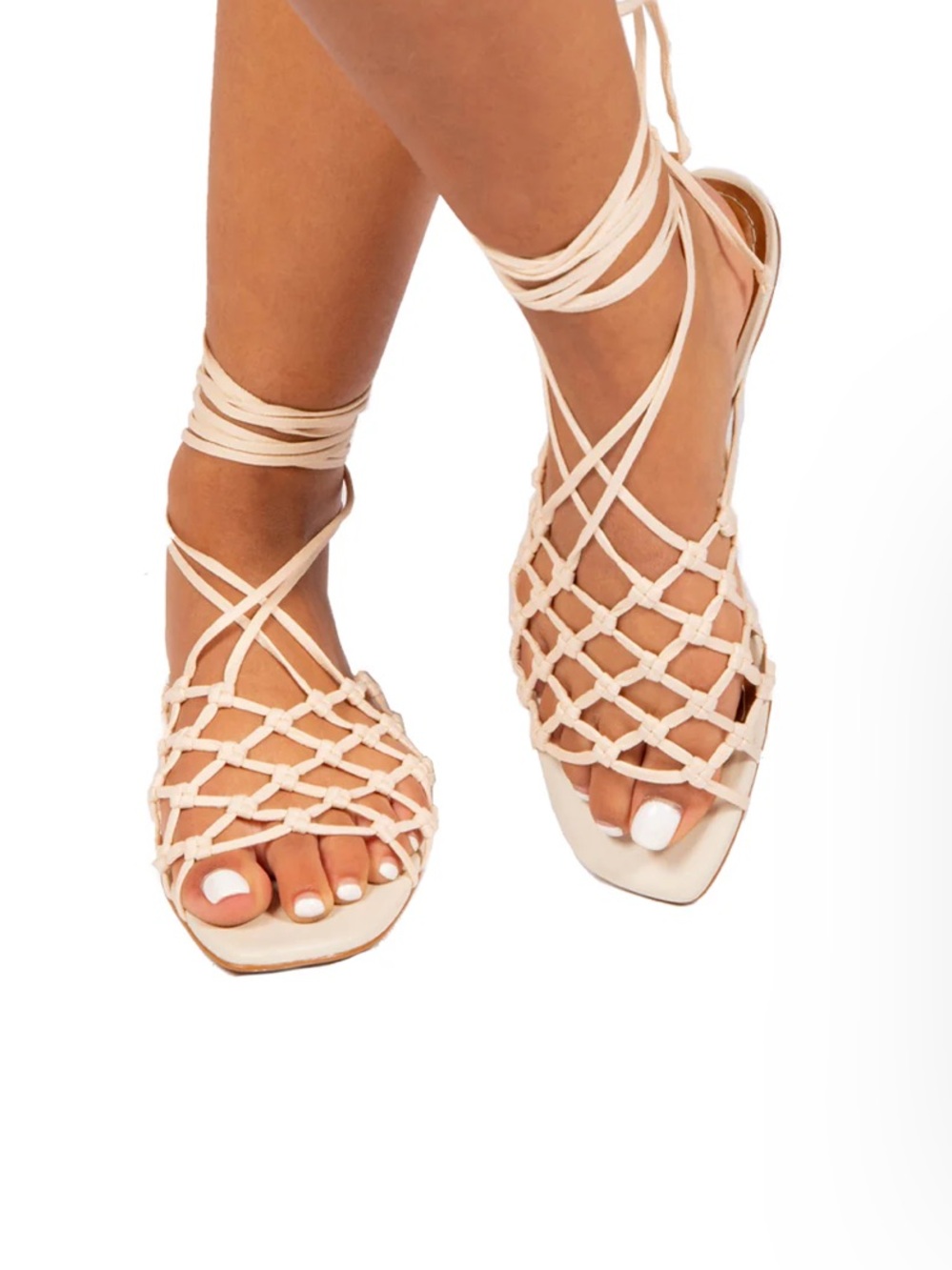 L’intervalle arc off white rope Women’s Lace-Up Braided Sandals - Cream
